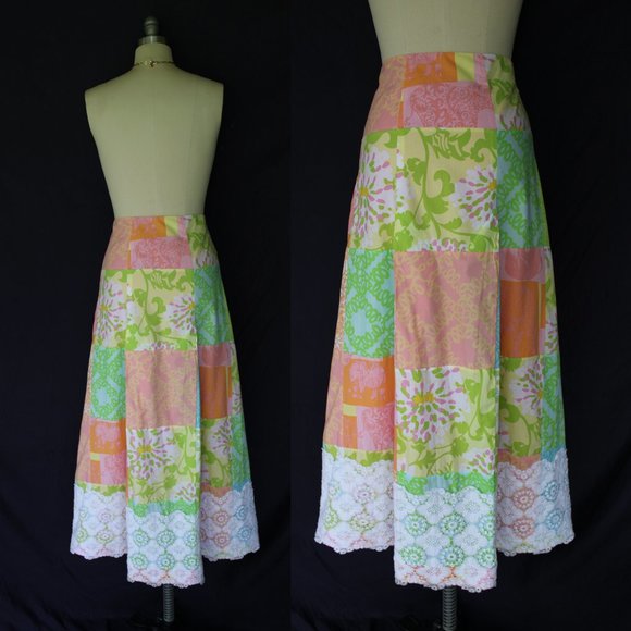 Lilly Pulitzer jubilee maxi dress skirt patchwork Hawaiian crochet lace 2 - Picture 6 of 7